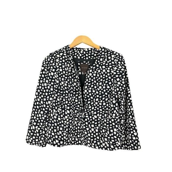 The Limited Black & White Blazer Women Size M Dotted Print Shoulder Pads Y2K - Picture 1 of 10
